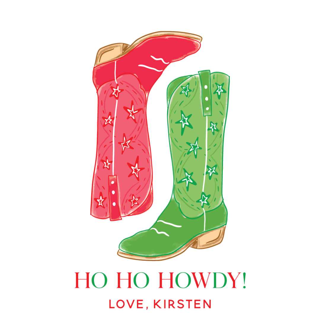Western Boots Christmas Gift Tag