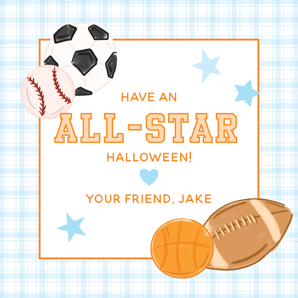 Sports Theme Halloween Gift Tag