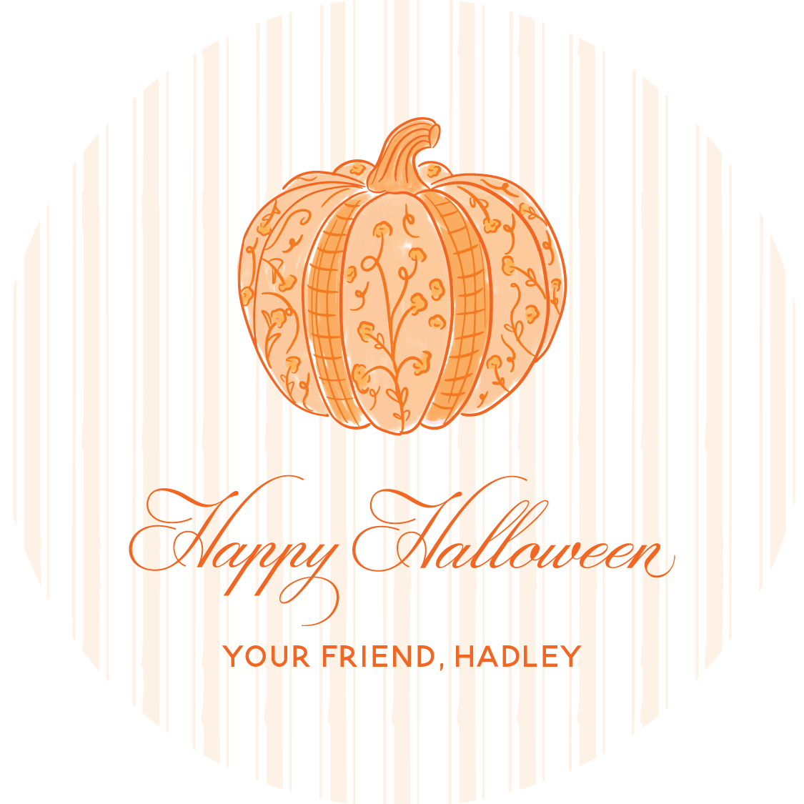 Chinoiserie Pumpkin Circle Gift Tag - ORANGE