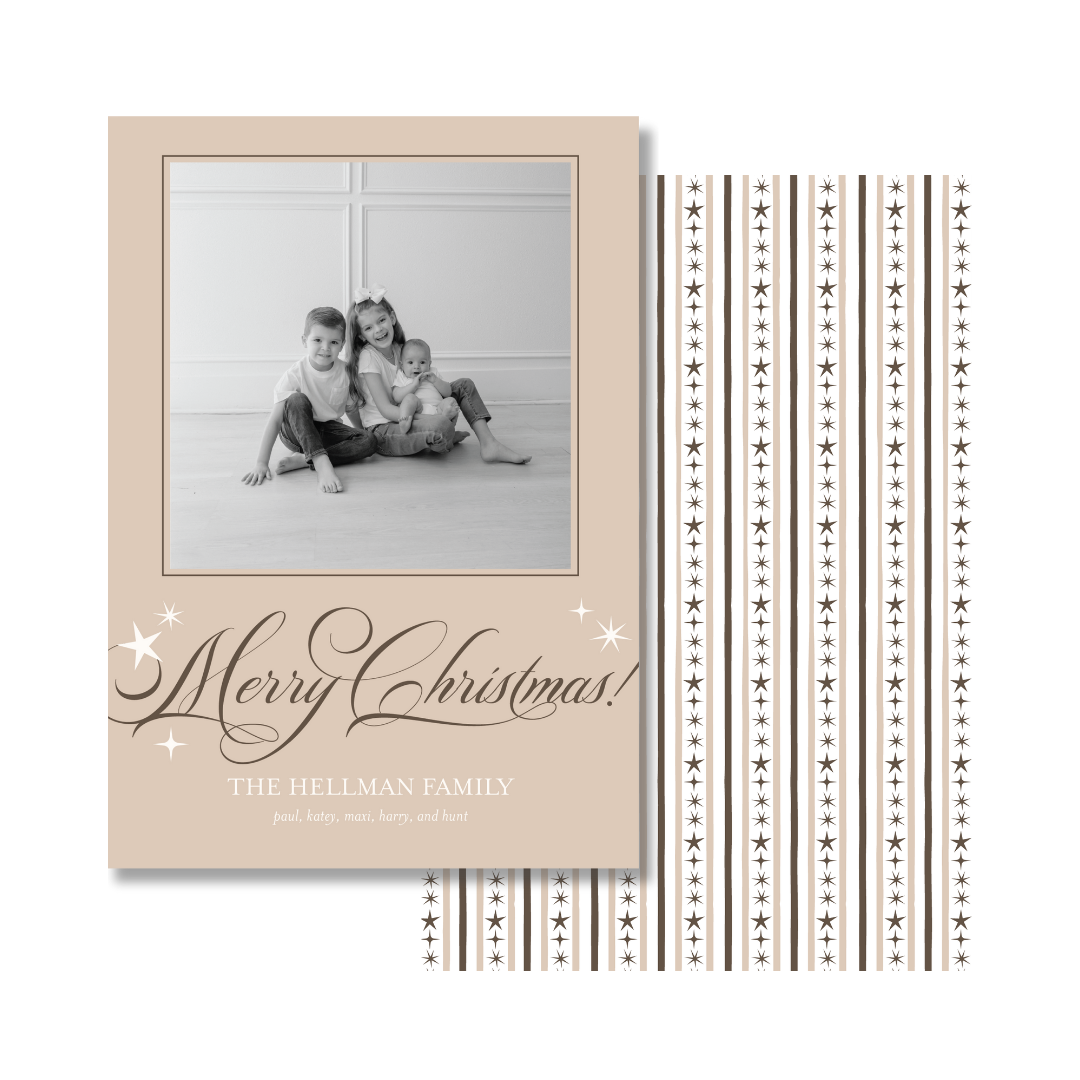 Chocolate Brown Simple Stars Christmas Card