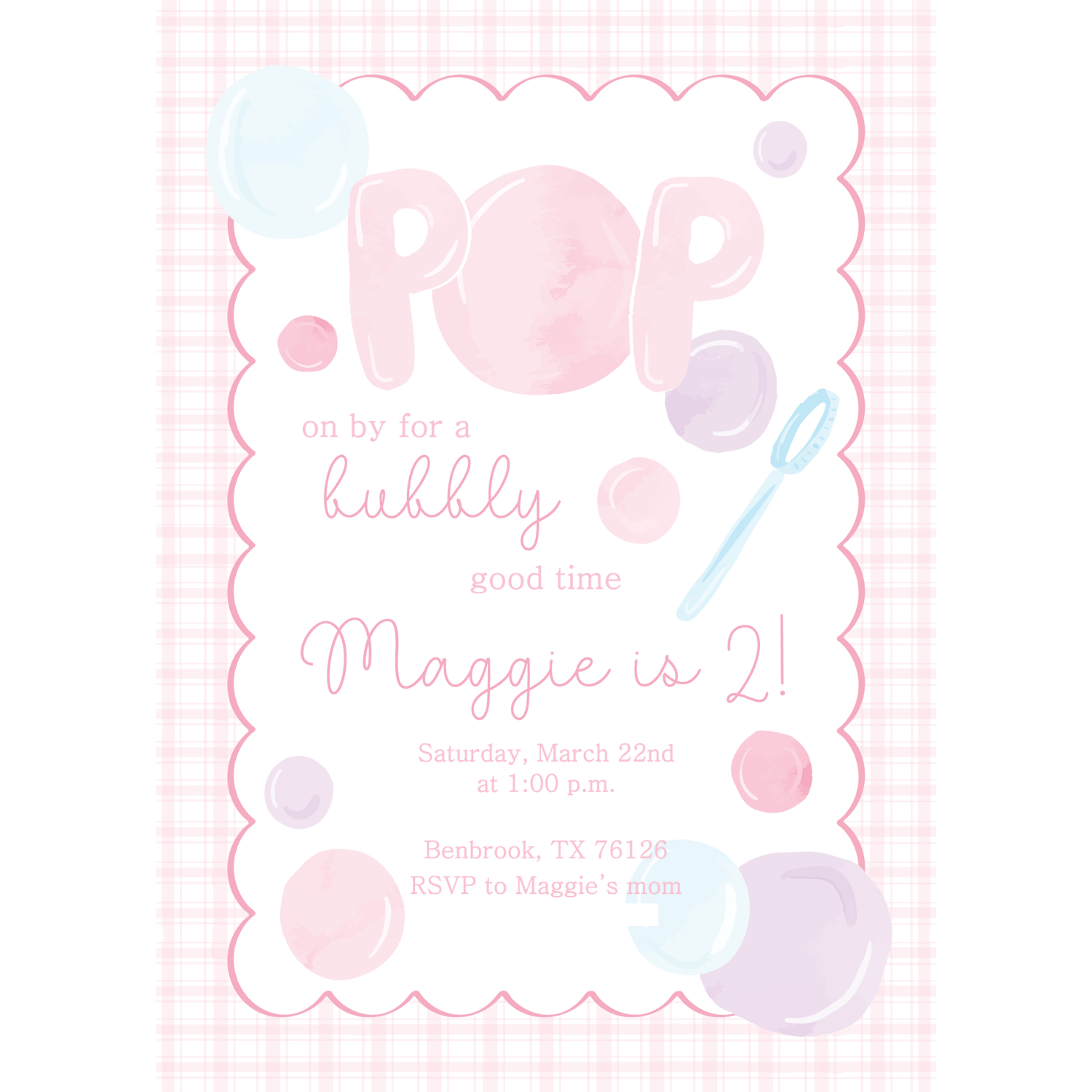 Bubbles Theme POP! Birthday Invitation