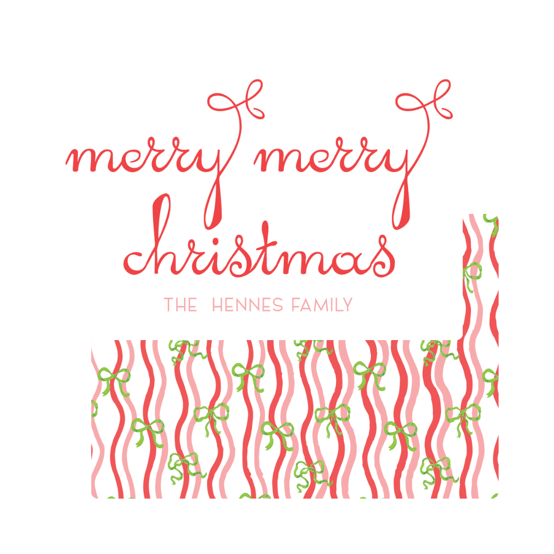 Wavy Lines & Bows Gift Tag - RED