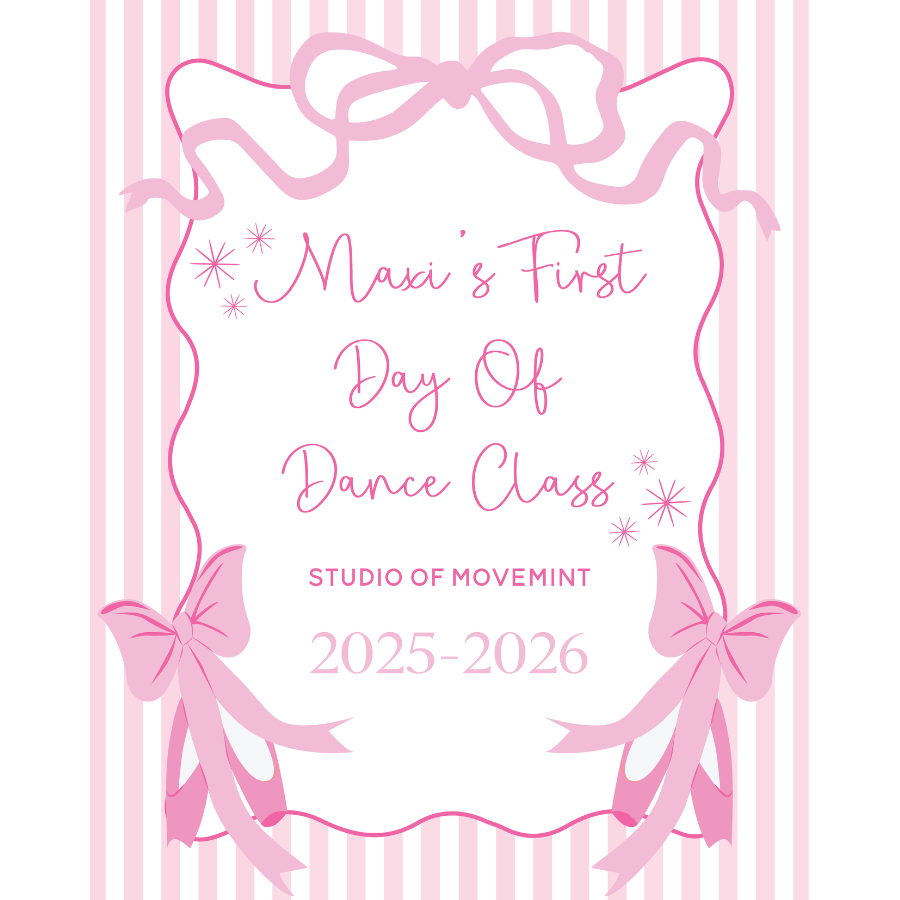 Pink Stripes & Bows First/Last Day Of Dance Sign