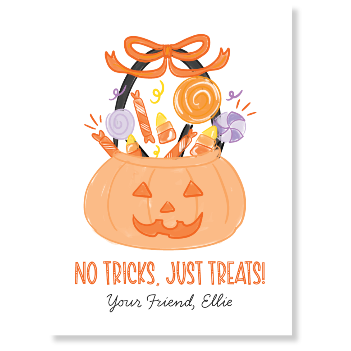 Halloween Basket With Candy Gift Tag