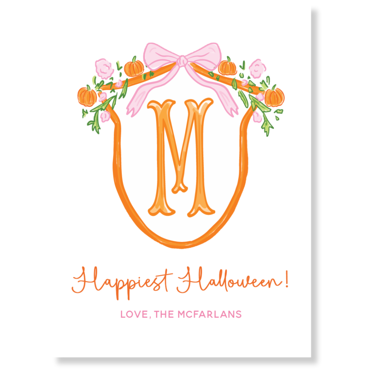 Pumpkin Crest Gift Tag - PINK