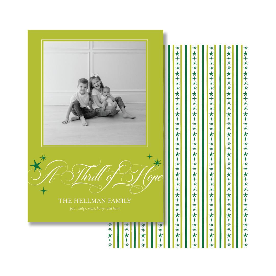 Chartreuse & Emerald Simple Stars Christmas Card