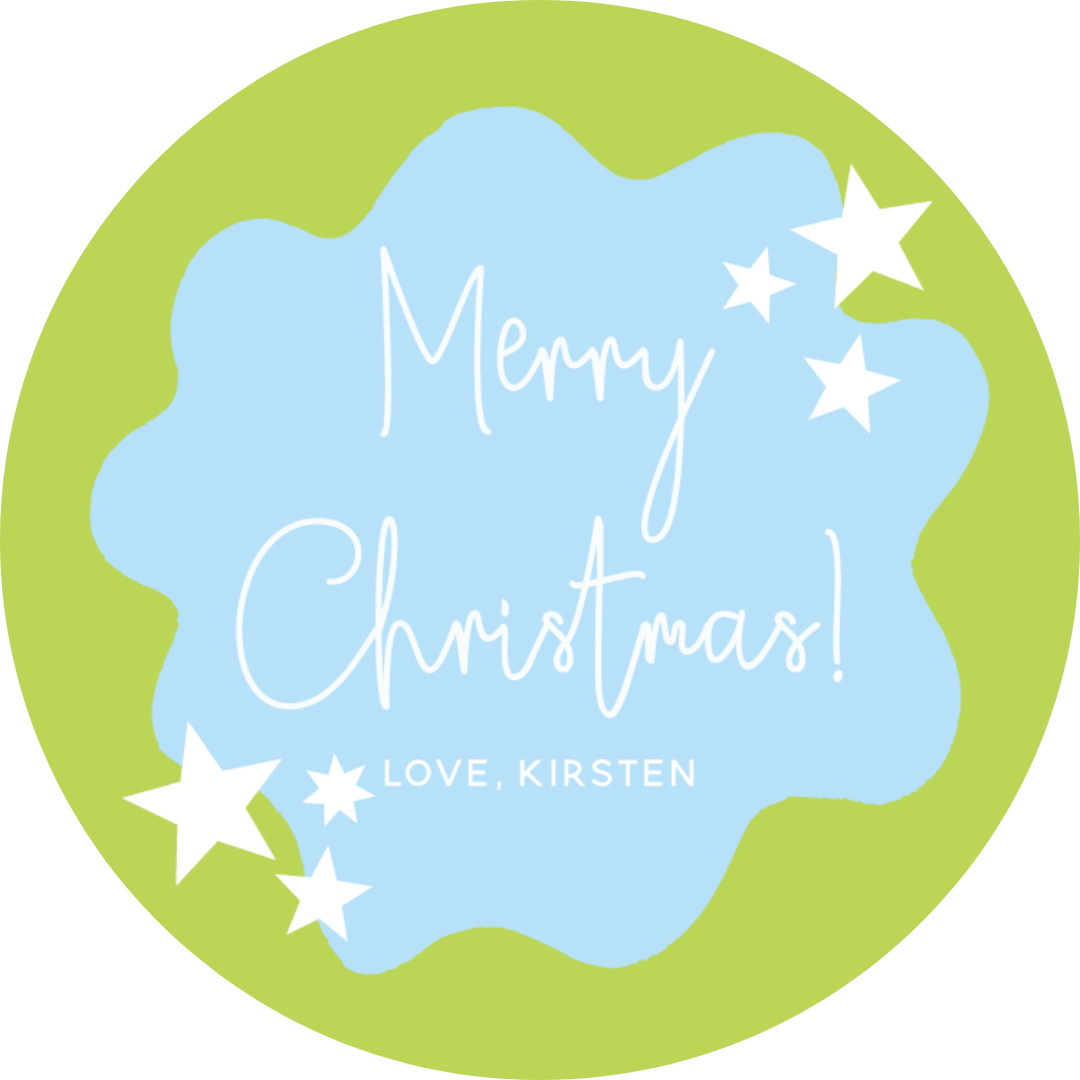 STICKER SHEET  - Blue & Green Abstract Stars Merry Christmas