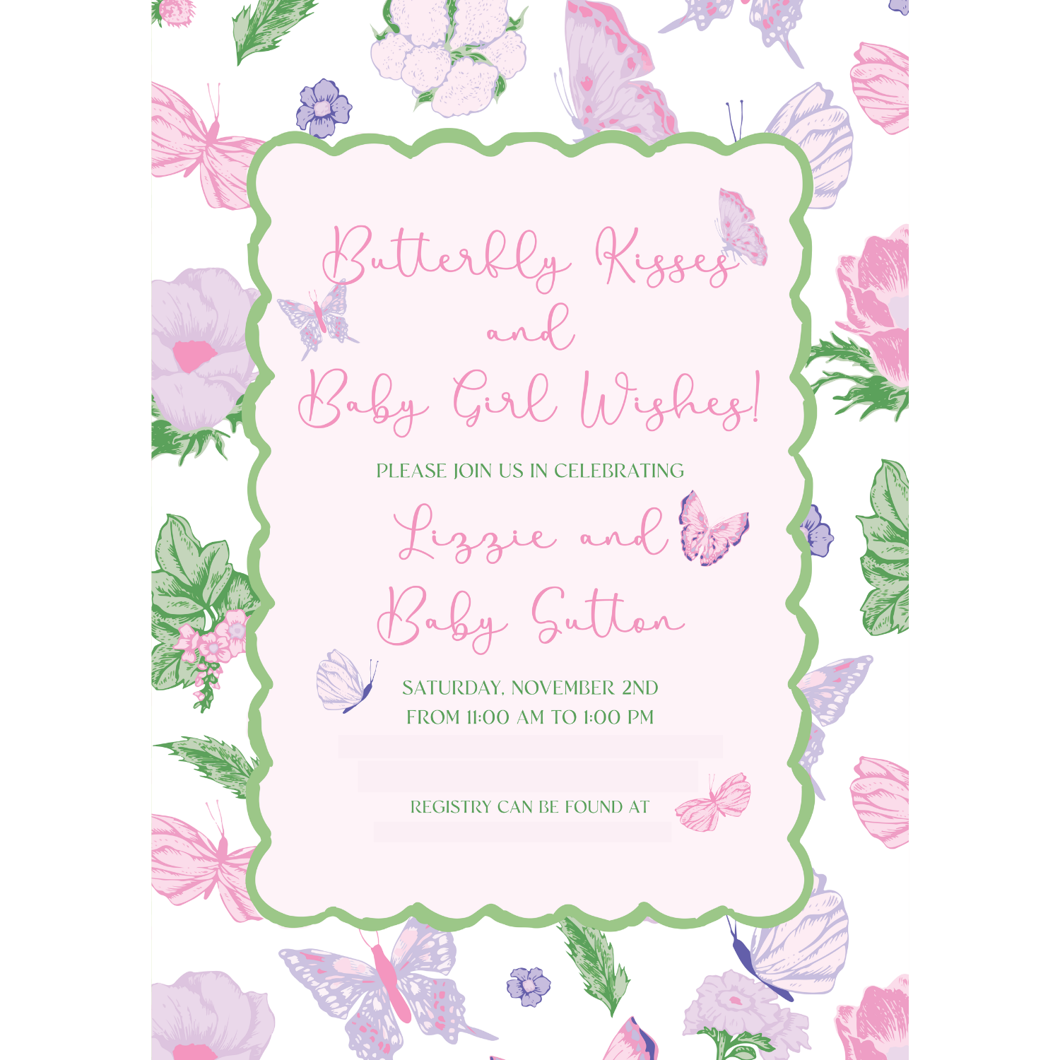 Pink & Purple Butterfly Invitation