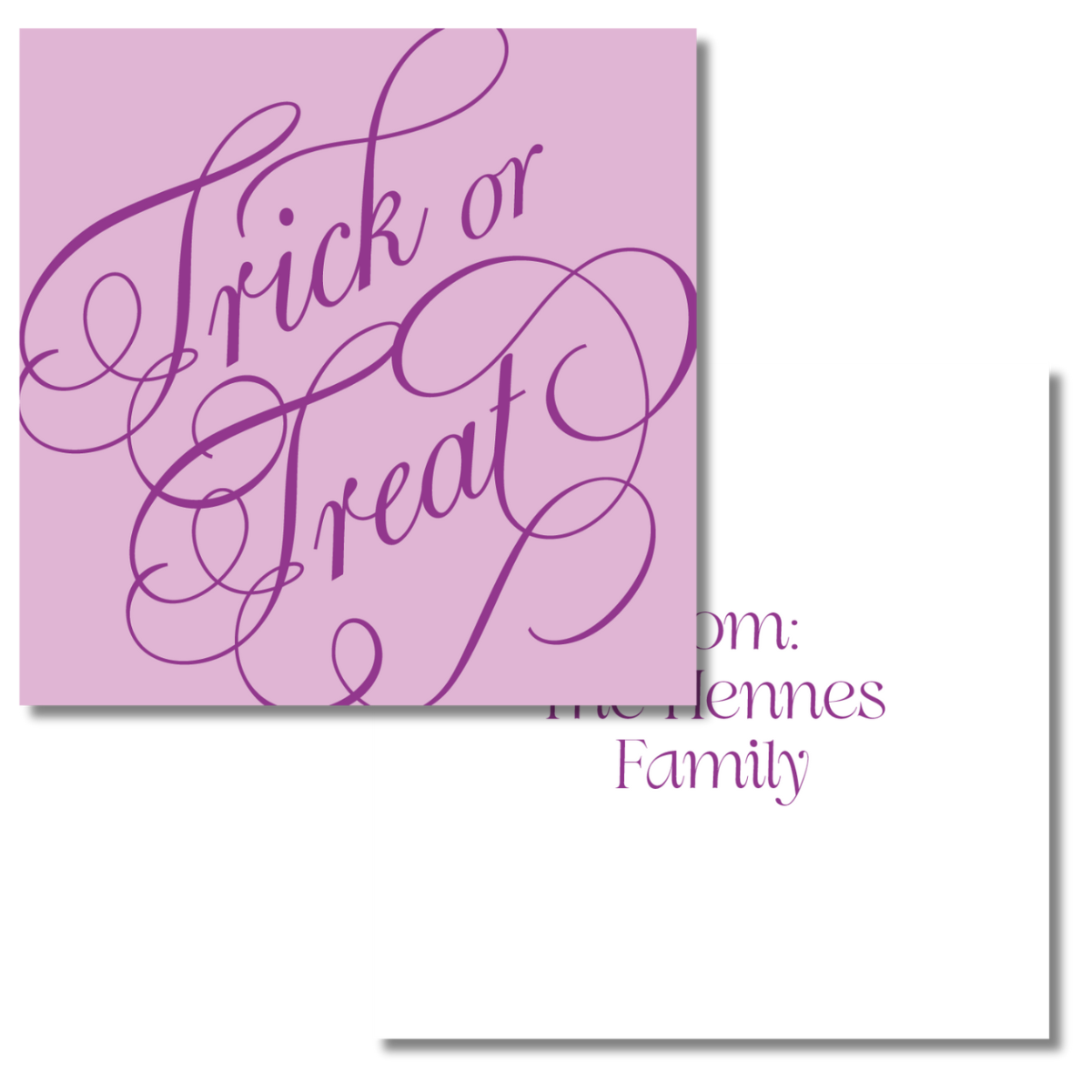 Trick Or Treat Chic Script Gift Tag - PURPLE