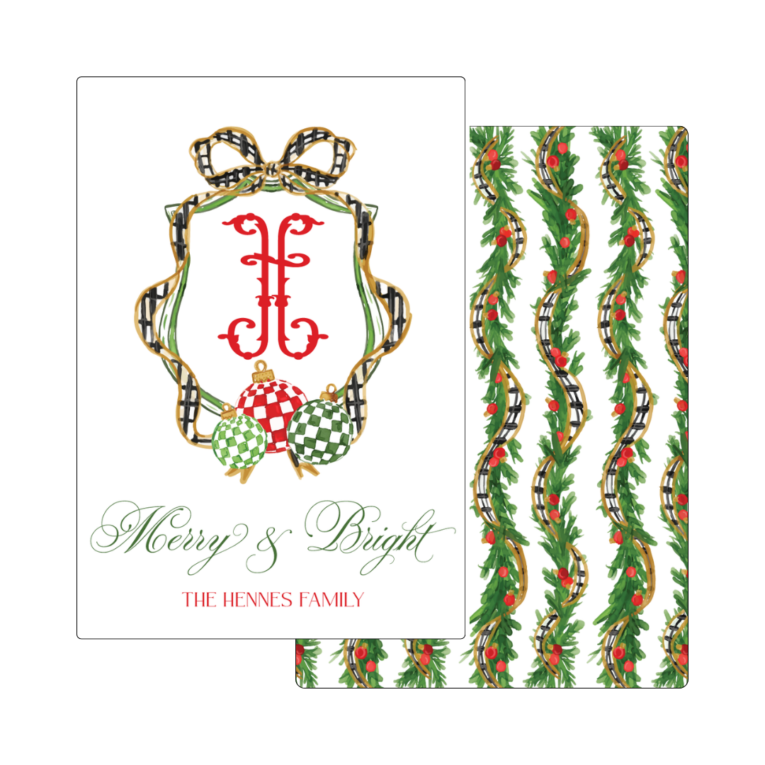 Black & White Check Garland Crest Gift Tag