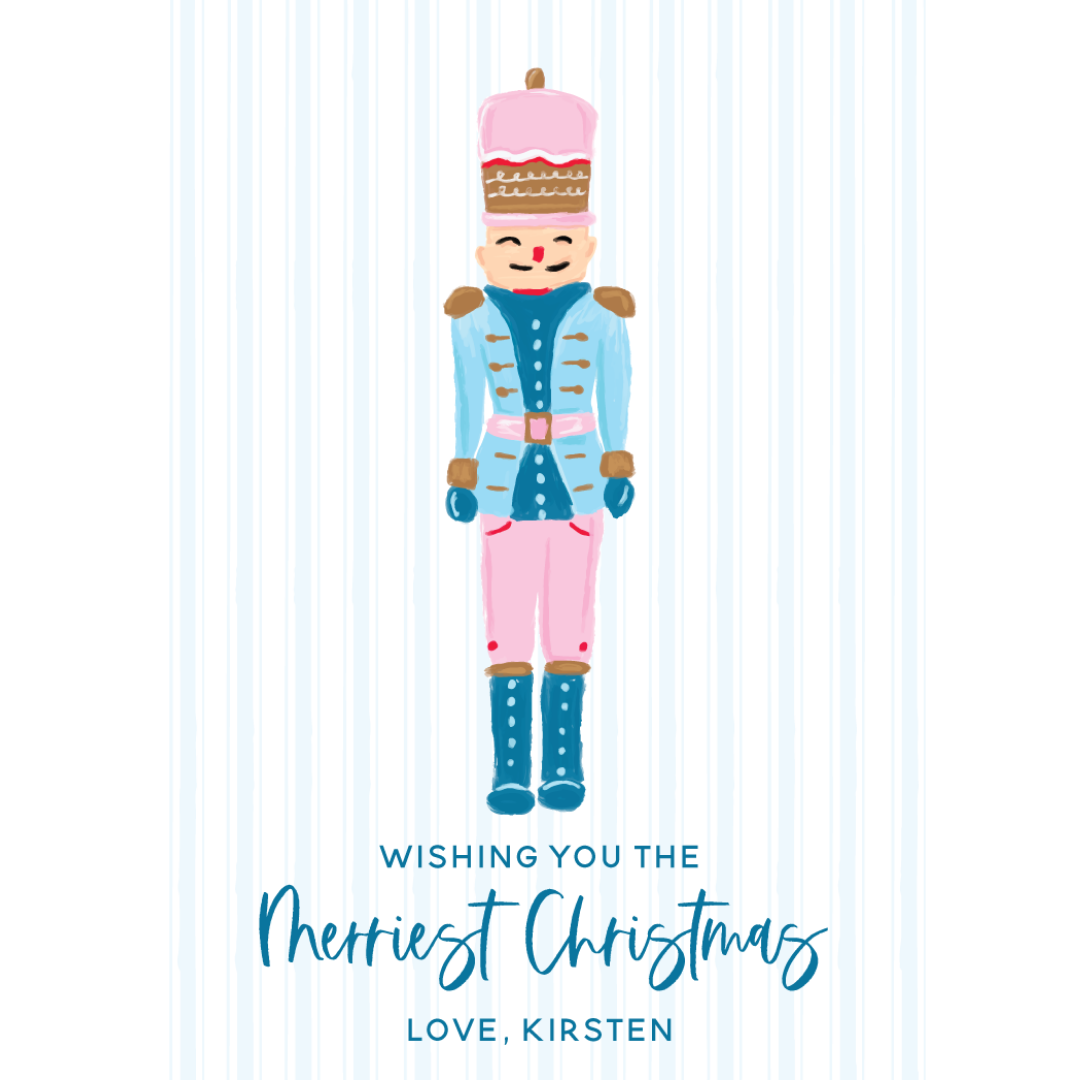 Blue Stripe Nutcracker Gift Tag