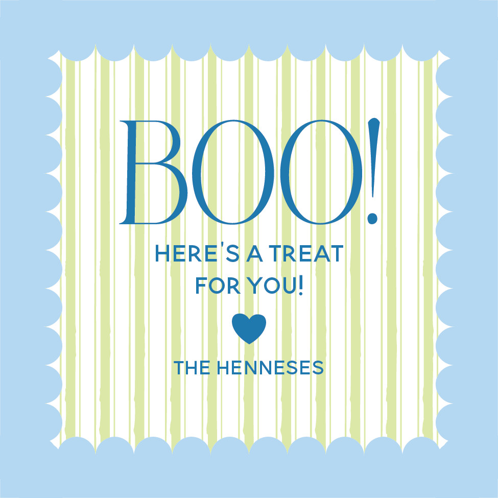 BOO! Scallop Gift Tag - BLUE