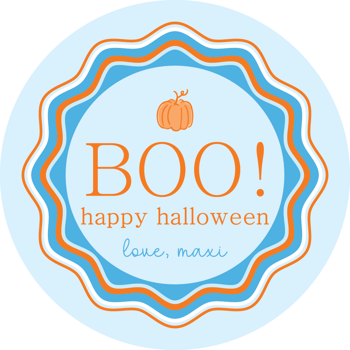 BOO! Happy Halloween Circle Gift Tag - BLUE