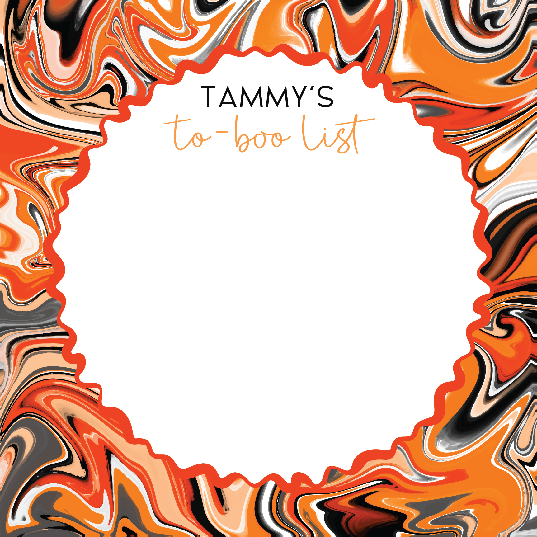 Halloween Orange & Black Marble Custom Notepad