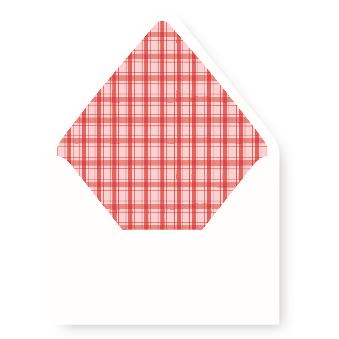 Merry Merry Scallop & Gingham RED/GREEN Envelope Liner - RED