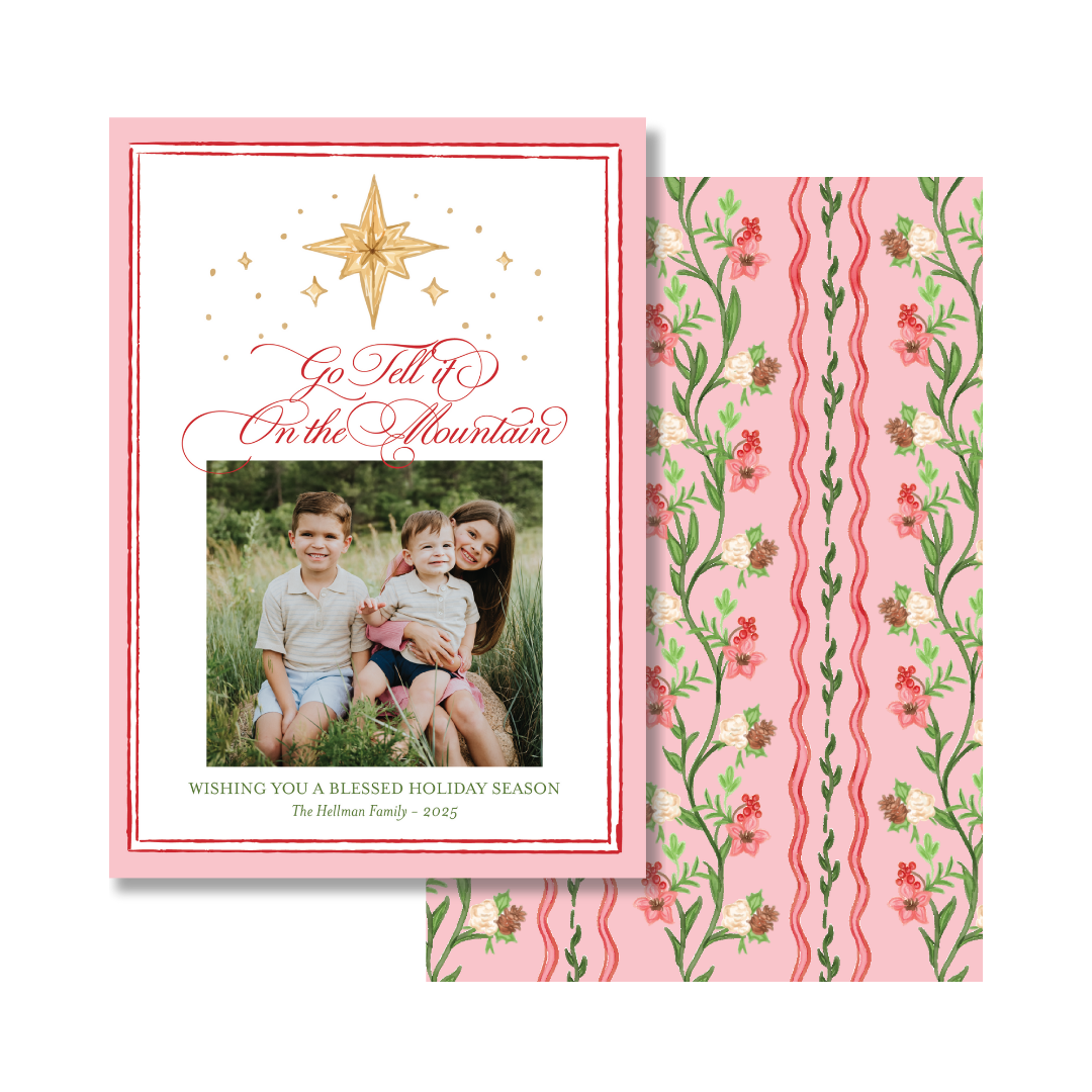 Pink Advent Pattern Christmas Card