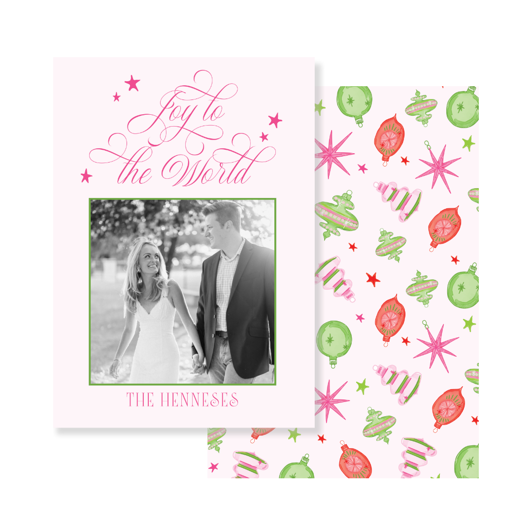 Joy To The World Ornaments Christmas Card - Vertical