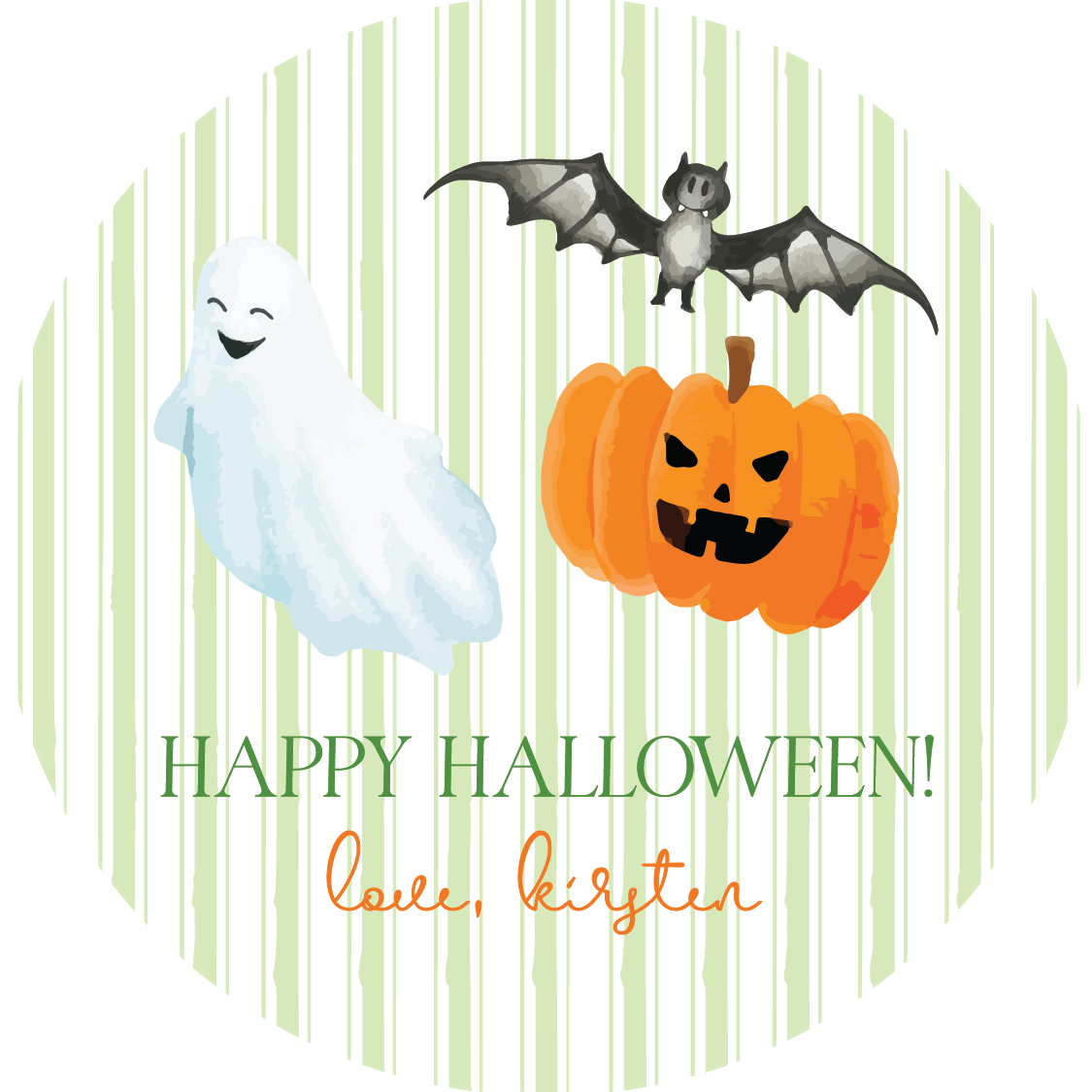 Halloween Icons Circle Gift Tag - GREEN