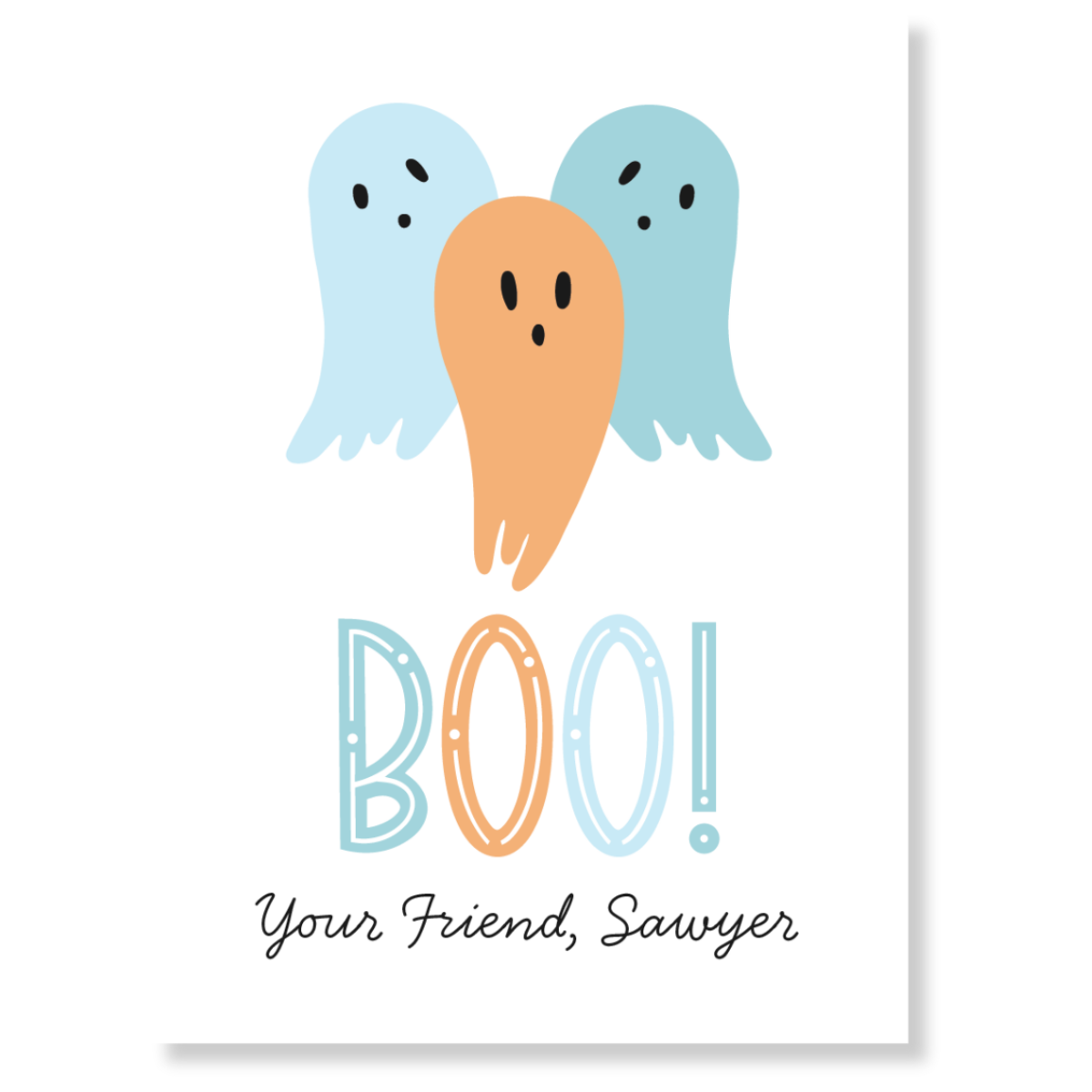 Three Lil' Ghosts Gift Tag - BLUE