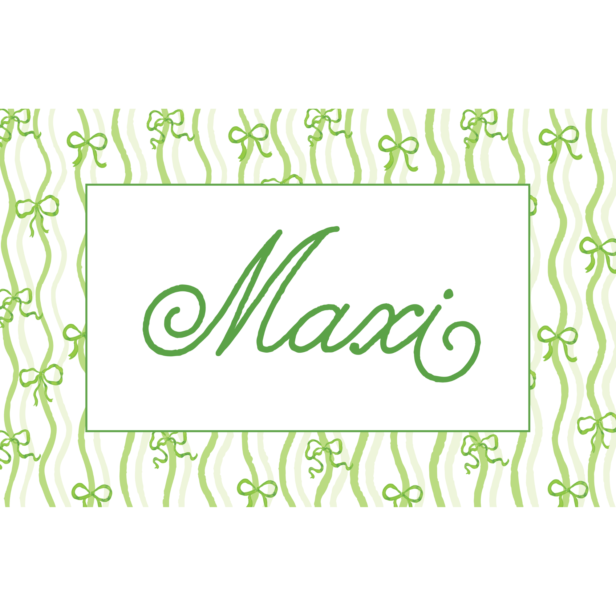 Green Wavy Bows Laminated Placemat (Front & Back With Interactive Play Sheet On Back)