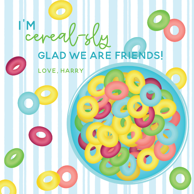 Cereal Valentine's  Gift Tag - BLUE