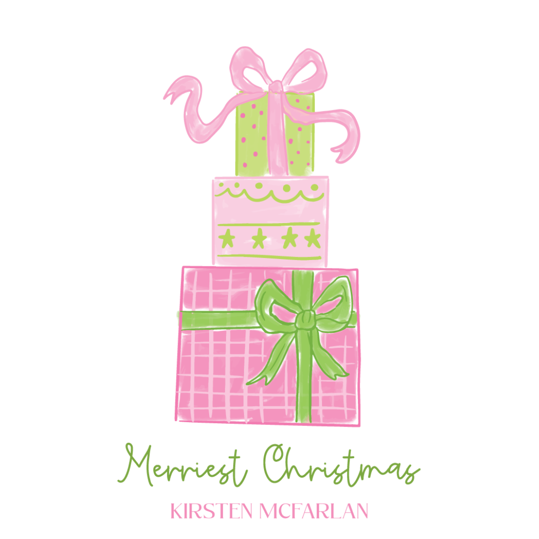 Pink & Green Presents Gift Tag