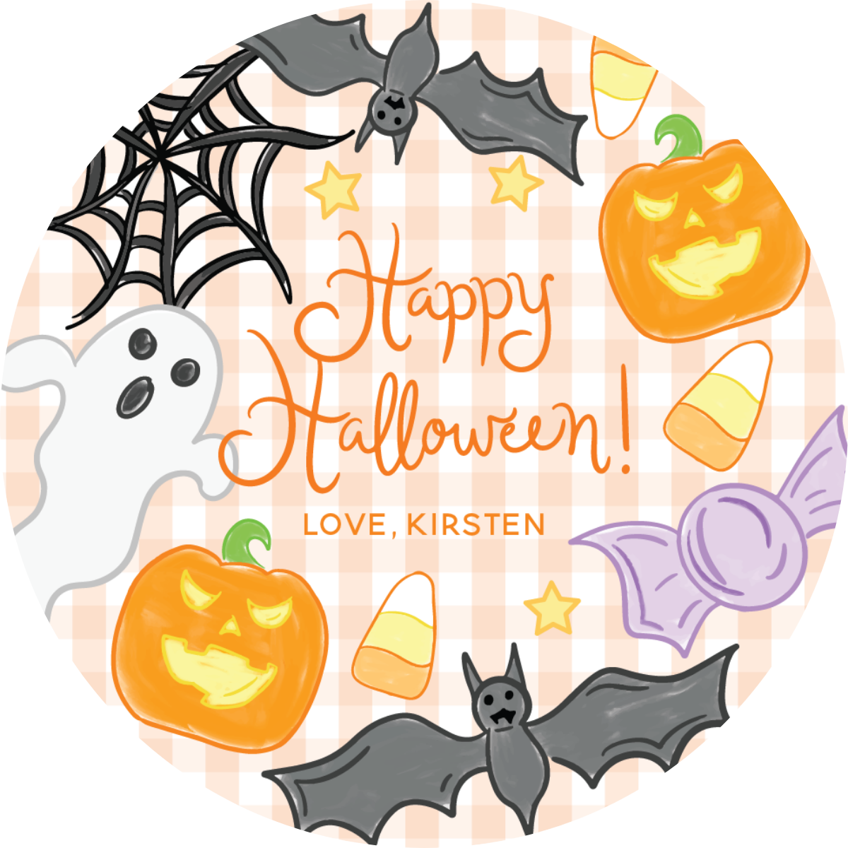 Sticker Sheet - Halloween Icons & Gingham - ORANGE