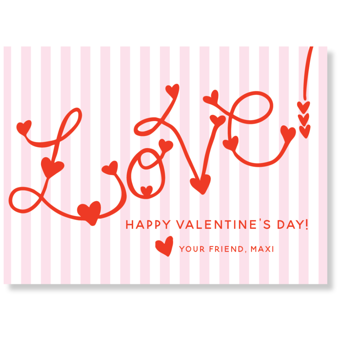 Love! Hearts Pink Stripes Valentines Gift Tag