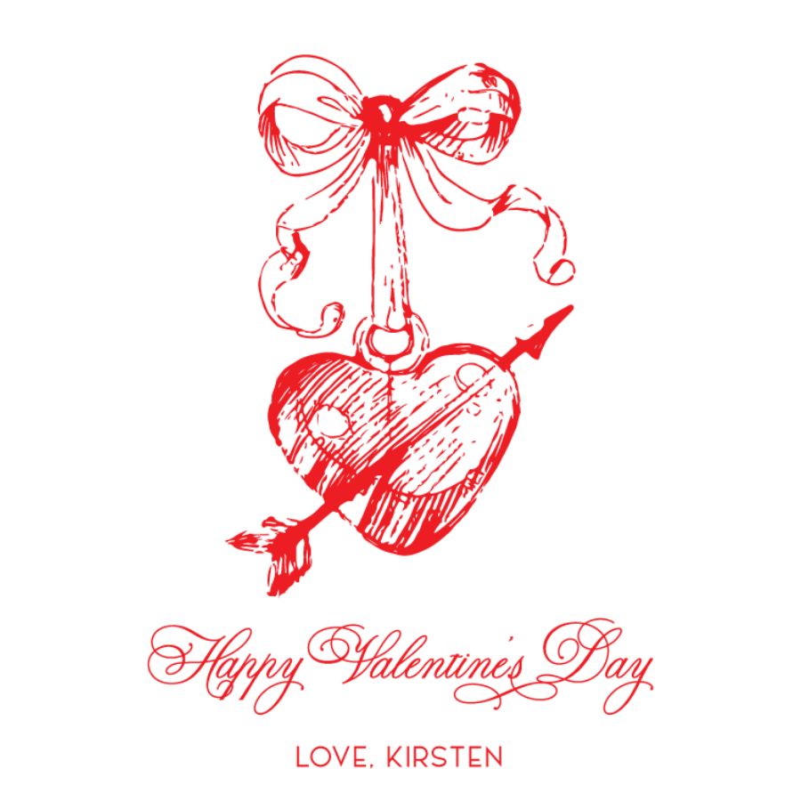 Vintage Ink Heart Gift Tag - RED