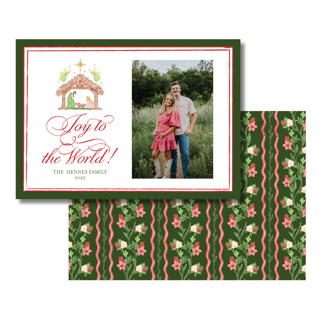 Dark Green Advent Pattern Christmas Card