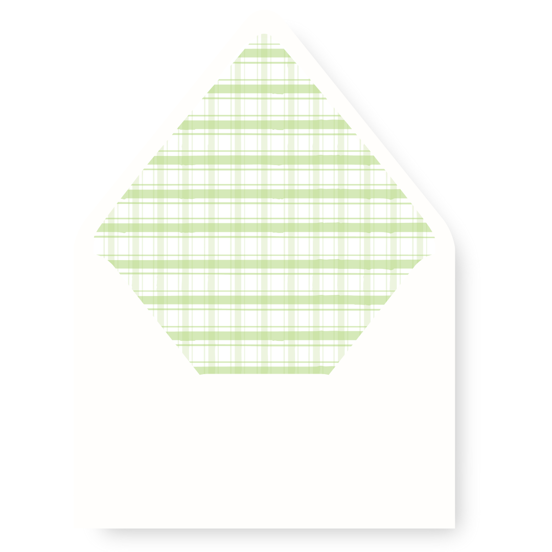 Blue & Green Gingham & Stars  Christmas Card Envelope Liner  - GREEN GINGHAM