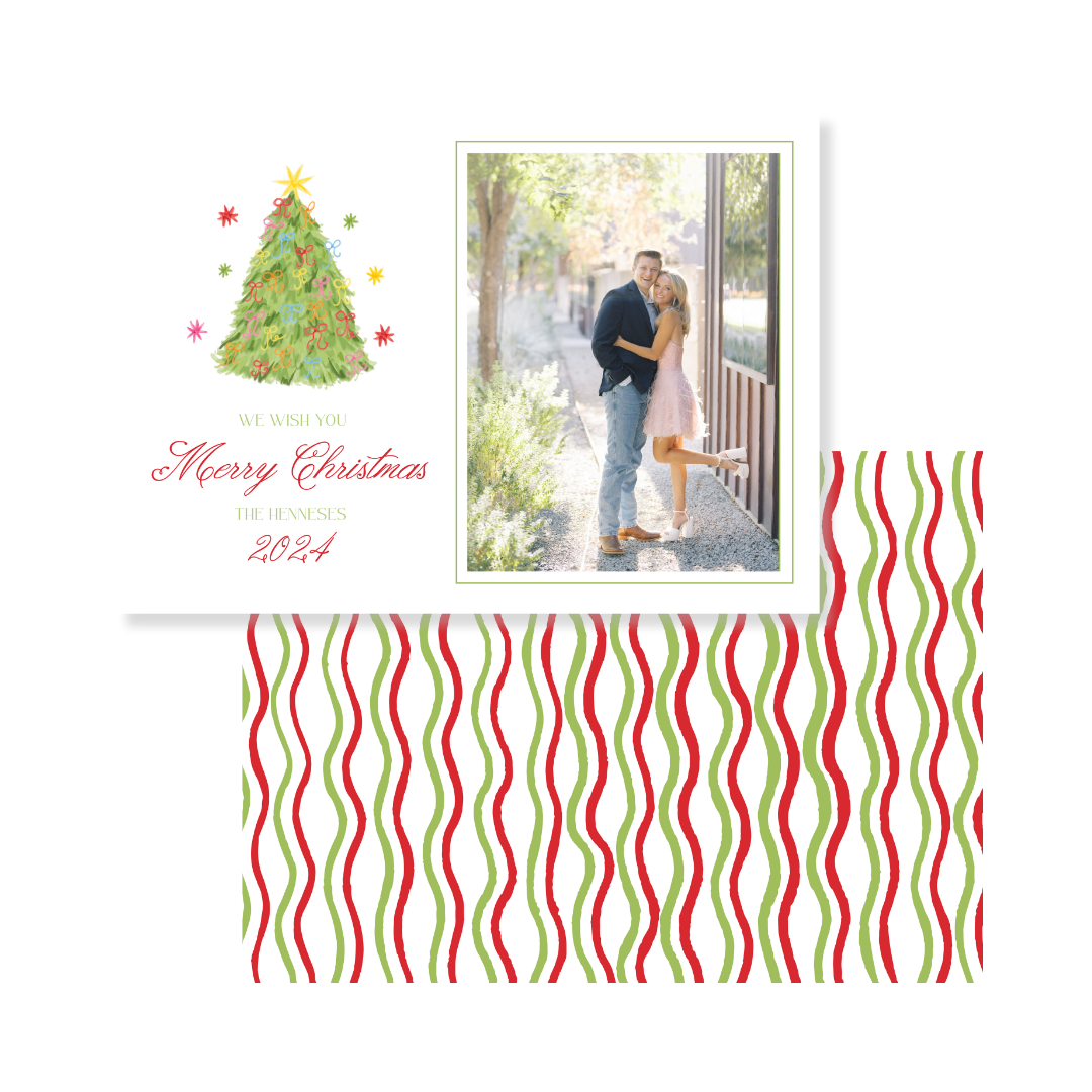 Bow Filled Tree Christmas Card - Horizontal