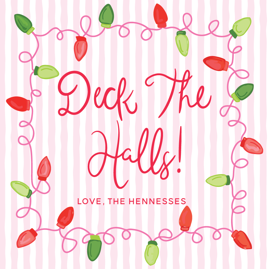 Deck The Halls Lights Gift Tag - PINK & BLUE OPTIONS