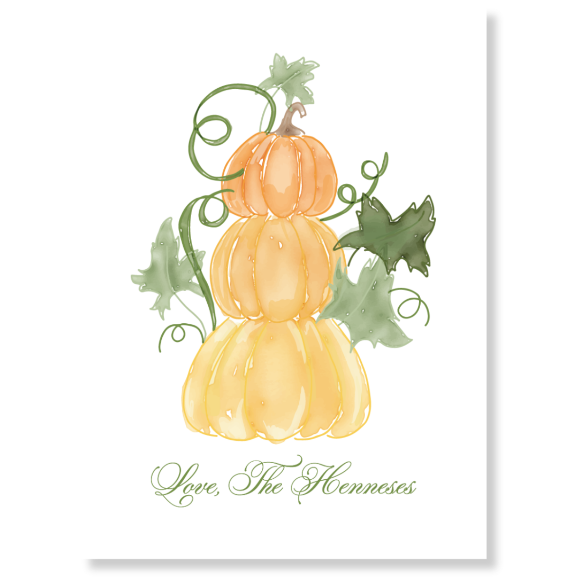 Watercolor Stacked Pumpkins Gift Tag