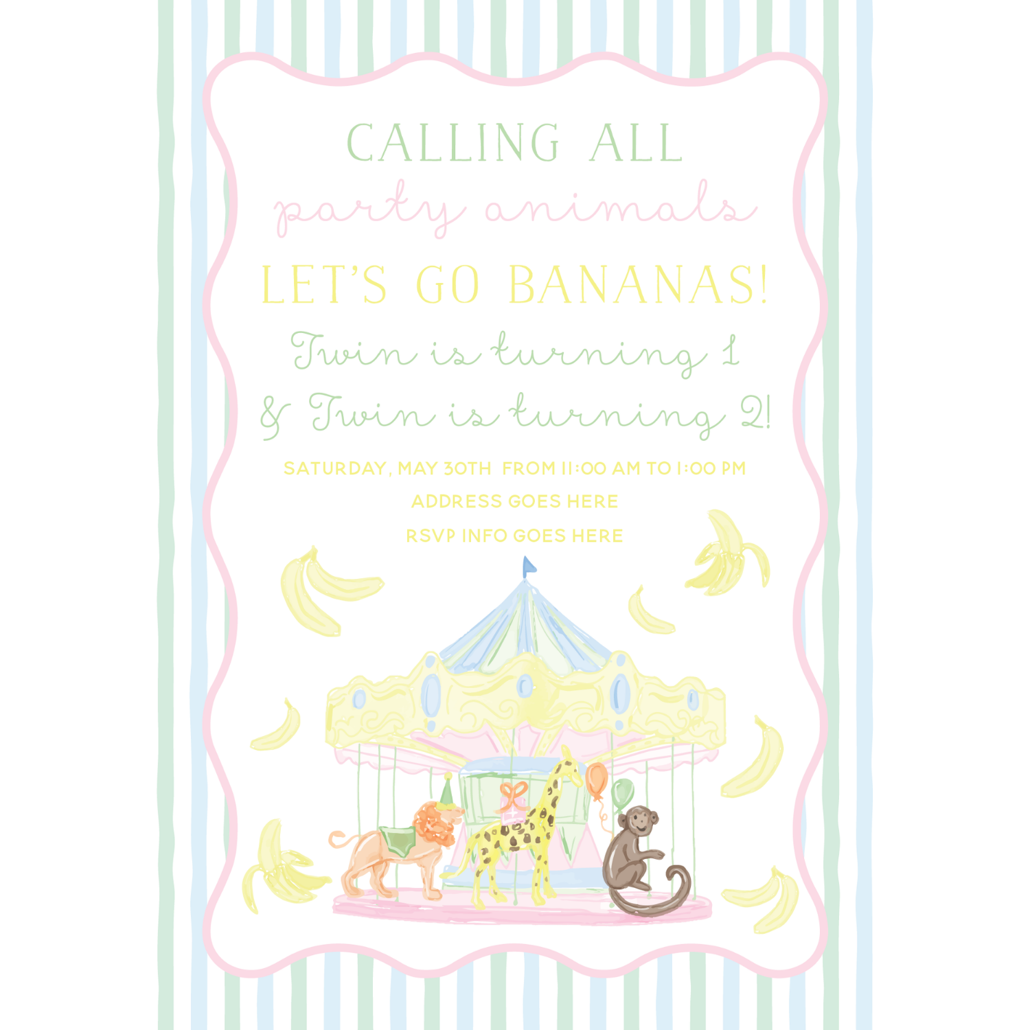 Party Animals Pastel Invitation