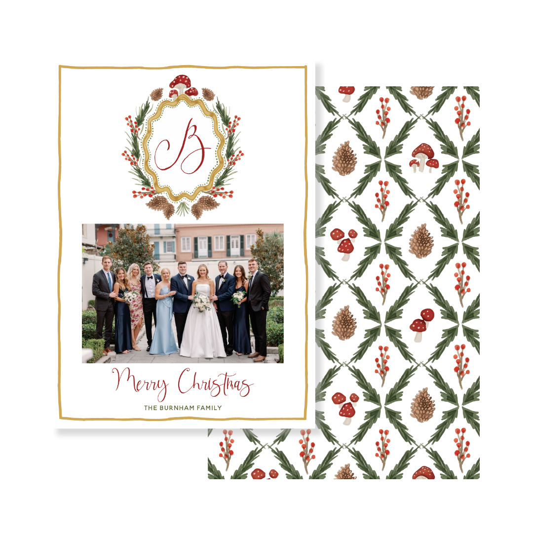 Merry Mushrooms Christmas Card - Horizontal
