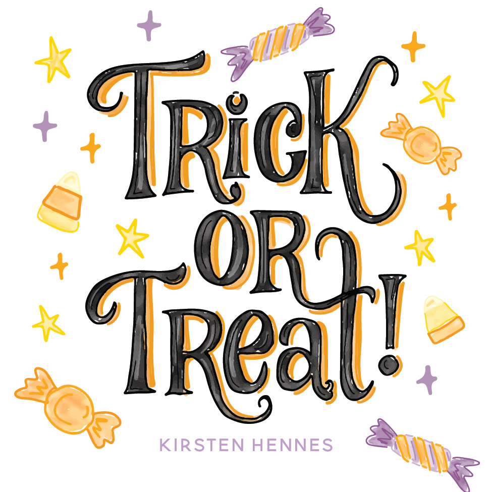 Trick Or Treat Watercolor Gift Tag