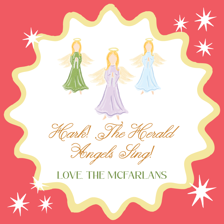 The Herald Angels Sing Gift Tag - RED