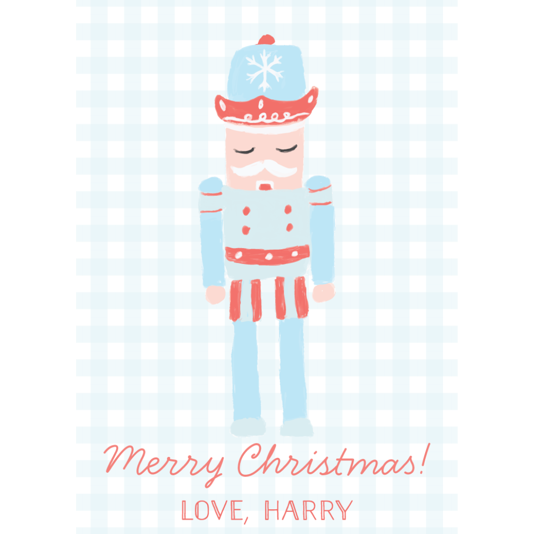 Blue Gingham Nutcracker Gift Tag