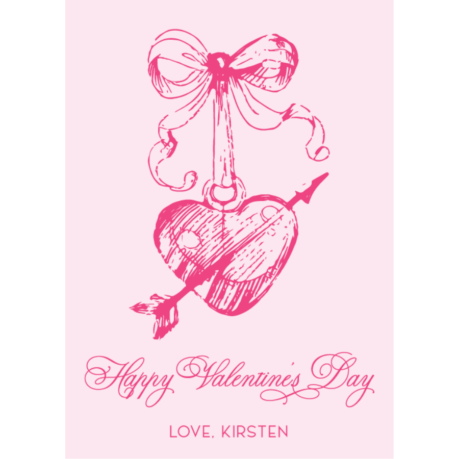 Vintage Ink Heart Gift Tag - PINK