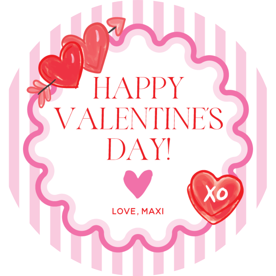 Pink Stripe Valentine's Circle Gift Tag