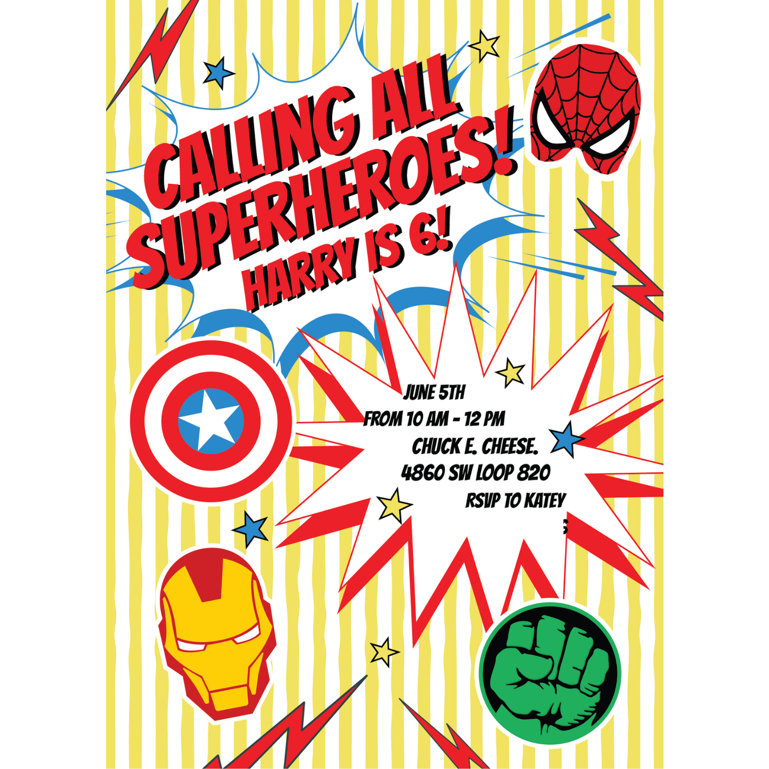 Calling All Superheroes Invitation