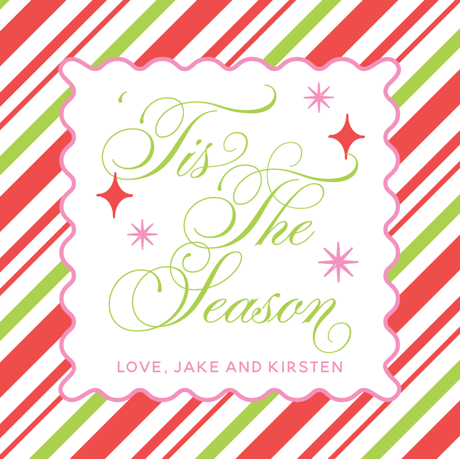 Peppermint Background 'Tis The Season Pink & Green