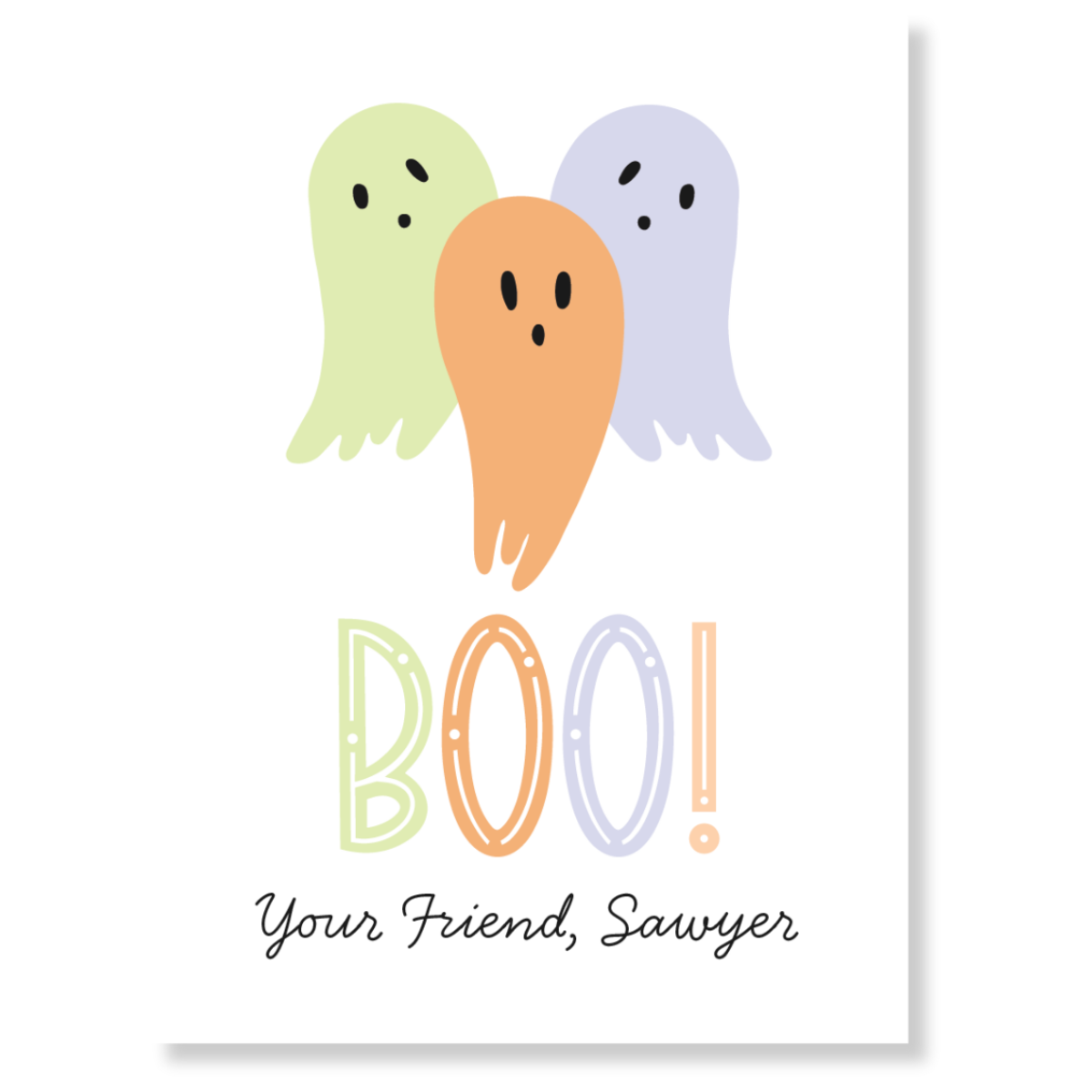 Three Lil' Ghosts Gift Tag - GREEN