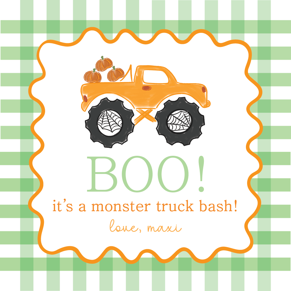 Monster Truck Theme Halloween Gift Tag