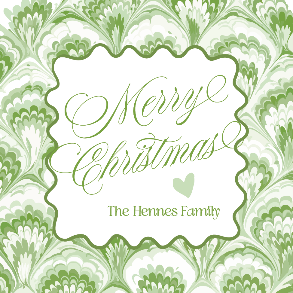 Green Feathered Marble Christmas Gift Tag