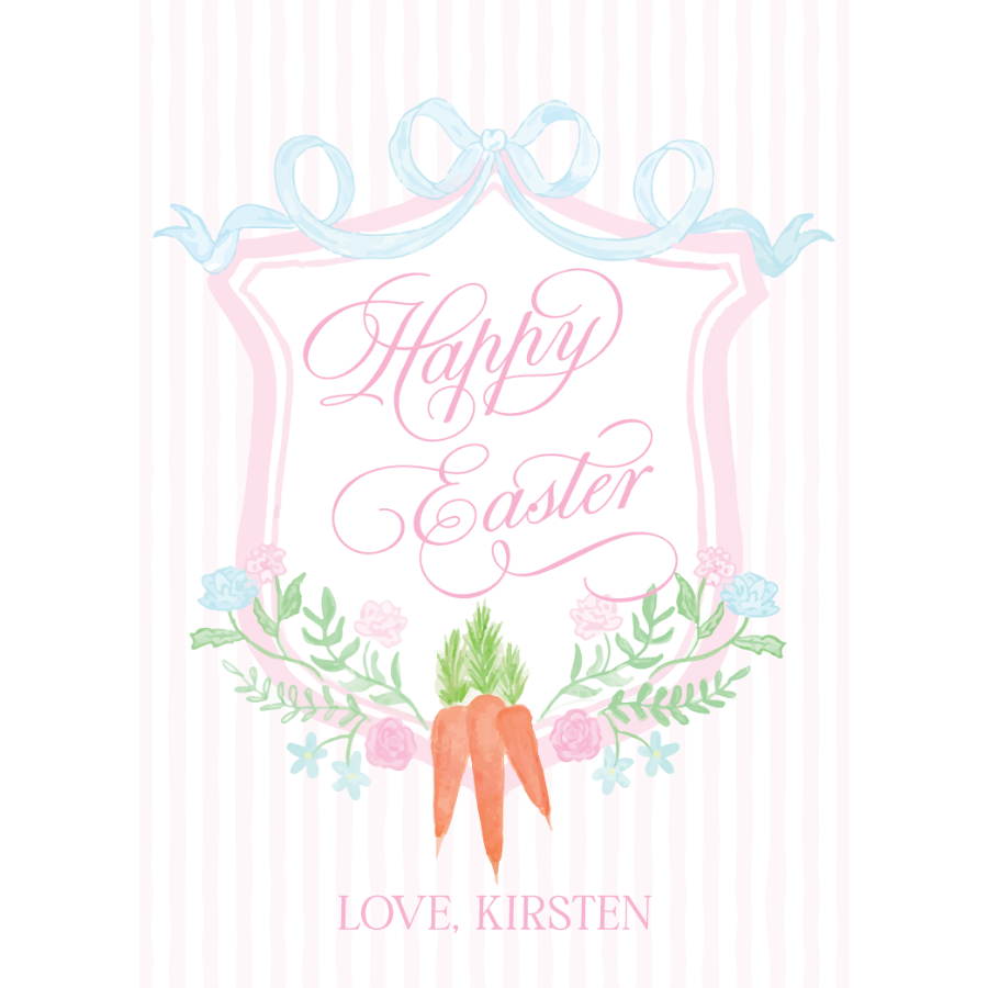 Pink Stripes Easter Crest Gift Tag