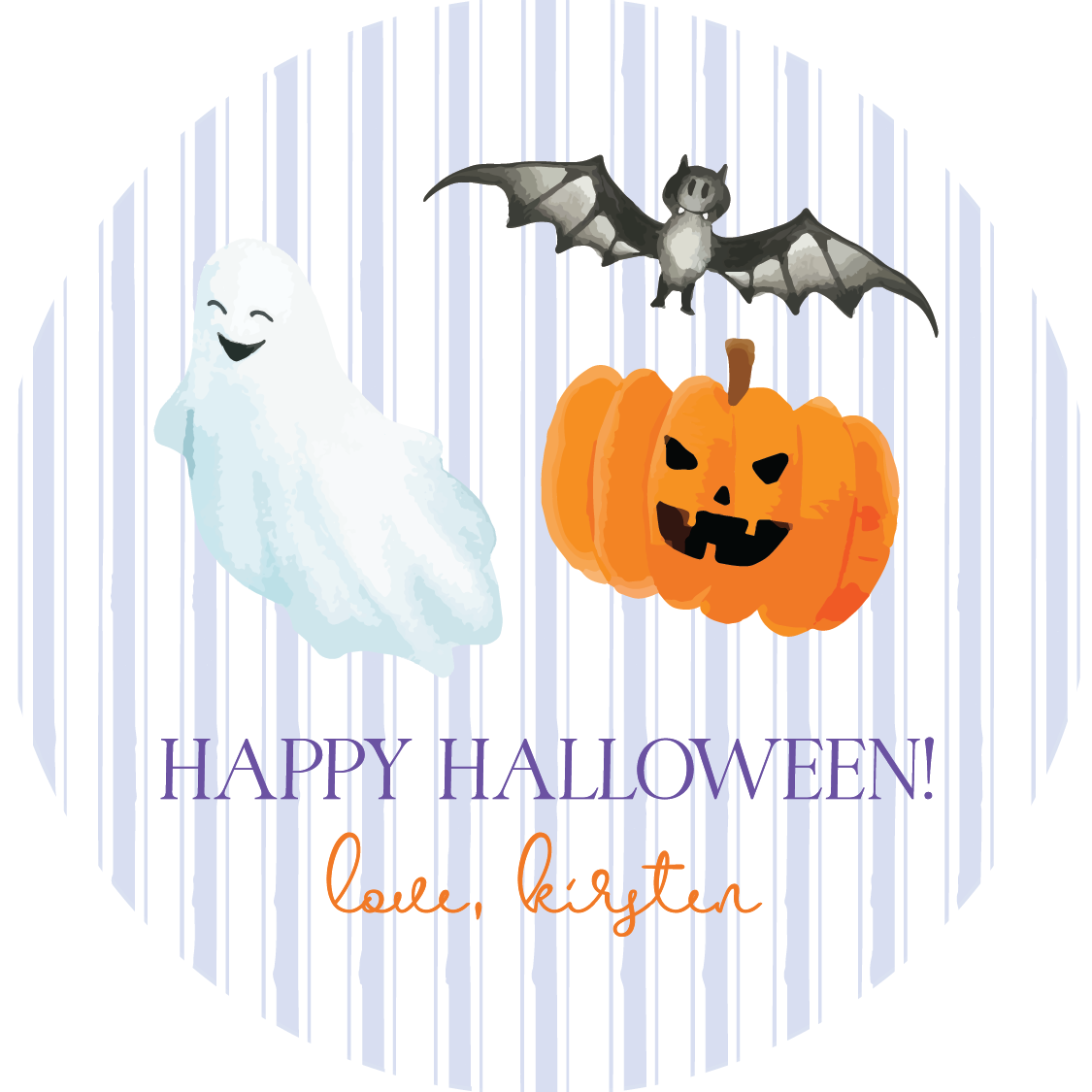 Halloween Icons Circle Gift Tag - PURPLE
