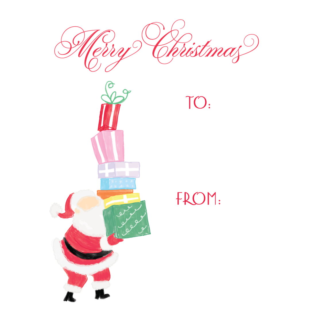 Santa Carrying Presents Gift Tag