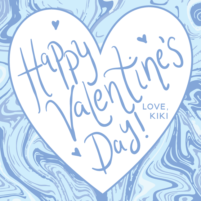 Valentine's Heart Marble Blue Gift Tag